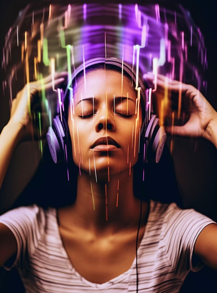 Students using silent disco headsets in Fourways workshops.